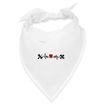 Werkzeuge mit Herzkardiogramm - Bandana Dreieckstuch - Weiß - Vorne