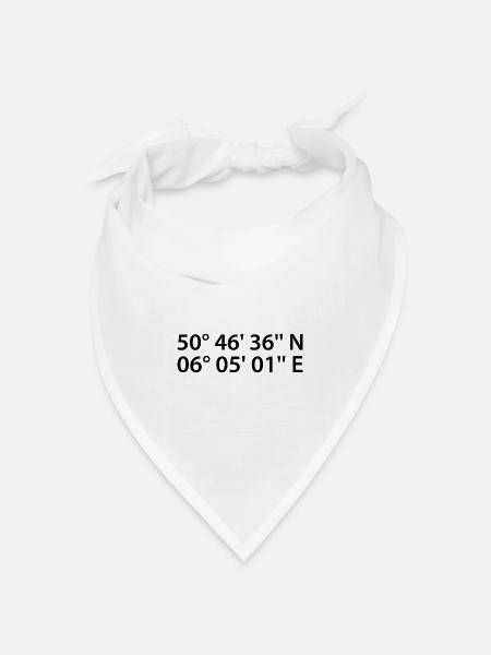 Aachen Koordinaten - Bandana Dreieckstuch - Weiß