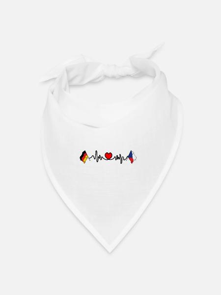 Cardioherz mit Flagge Deutschland und Flagge Tschechien - Bandana Dreieckstuch - Weiß