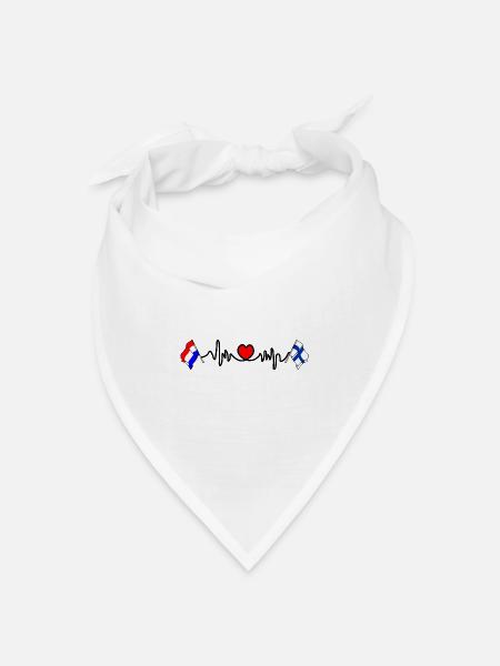 Cardio-Herz mit Flagge Niederlande, Finnland - Bandana Dreieckstuch - Weiß