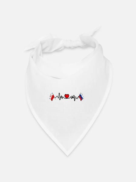 Cardio-Herz Flagge Polen, Russland - Bandana Dreieckstuch - Weiß