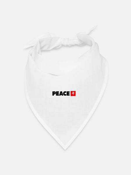 Peace mit japanischem Kanji in schwarz und rot - Bandana Dreieckstuch - Weiß