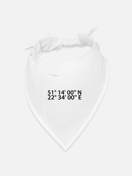 Lublin Koordinaten - Bandana Dreieckstuch - Weiß