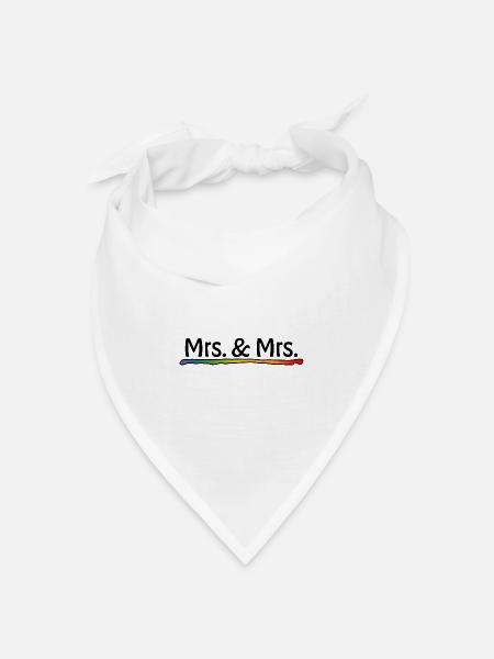 Lesbische Hochzeit - Regenbogen Mrs and Mrs - Bandana Dreieckstuch - Weiß