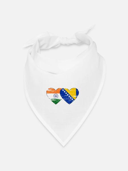 Indien Bosnien Flagge Herz used - Bandana Dreieckstuch - Weiß
