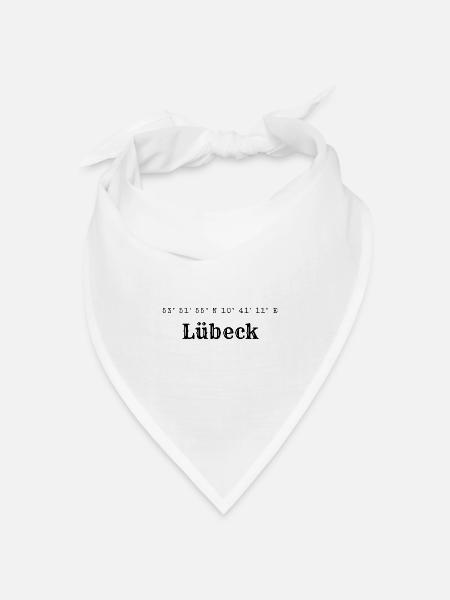 Lübeck Koordinaten - Bandana Dreieckstuch - Weiß