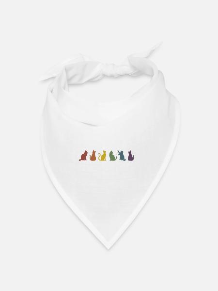 Bunte Pride Katzen Silhouetten - Bandana Dreieckstuch - Weiß