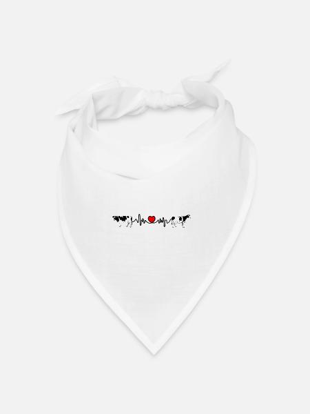Cardio-Herzfrequenz-Kühe - Bandana Dreieckstuch - Weiß