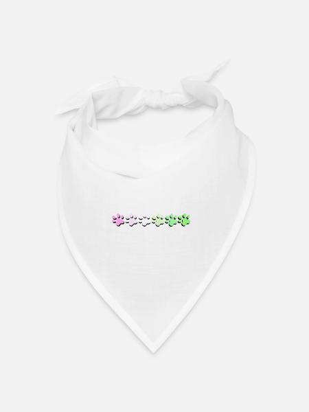 Bunte Pfotenabdruck Muster - Bandana Dreieckstuch - Weiß