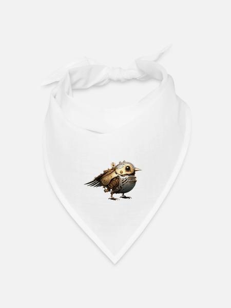 Steampunk Vogel - Bandana Dreieckstuch - Weiß