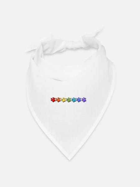 Pfoten Farbexplosion in Regenbogen Stile - Bandana Dreieckstuch - Weiß