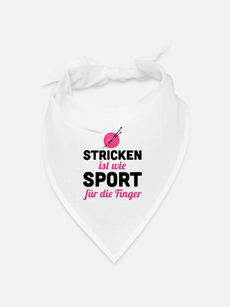 Stricken ist wie Sport - für die Finger - Bandana Dreieckstuch - Weiß