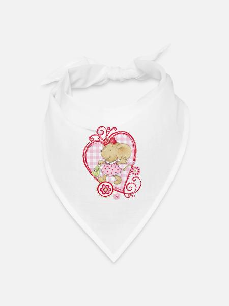 Kikibell Herz pink - Bandana Dreieckstuch - Weiß