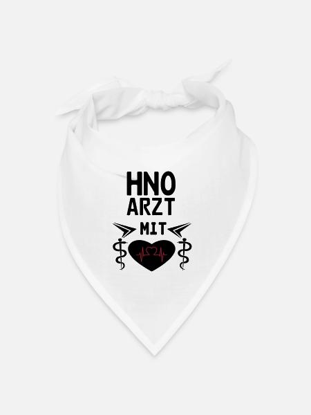 HNO Arzt mit Herz Geschenk - Bandana Dreieckstuch - Weiß