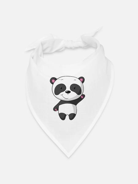 Winkender Comic Panda - Bandana Dreieckstuch - Weiß