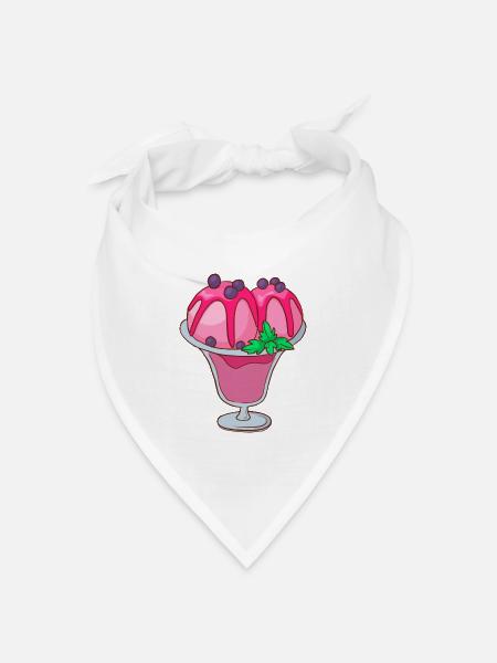 Eis Speiseeis Eiskrem Eiscreme Kugeleis Eisbecher - Bandana Dreieckstuch - Weiß