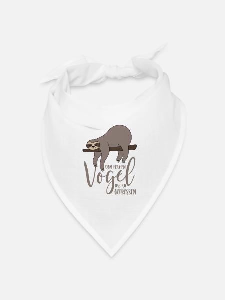 Den frühen Vogel hab ich gefressen - Faultier - Bandana Dreieckstuch - Weiß