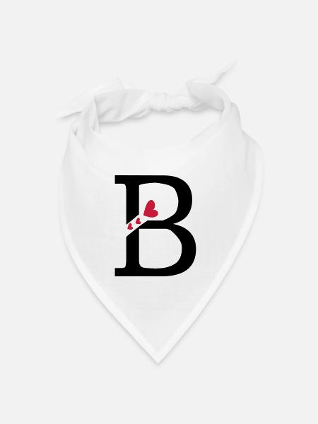 Großbuchstabe B mit Herzen - Bandana Dreieckstuch - Weiß