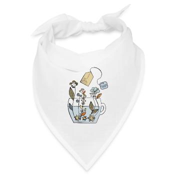Hygge Teetasse mit Blumen - Bandana Dreieckstuch - Weiß - Vorne