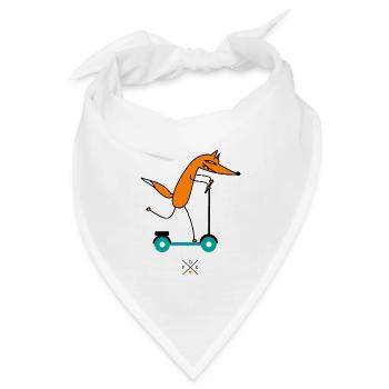 Fuchs fährt Roller - Bandana Dreieckstuch - Weiß - Vorne