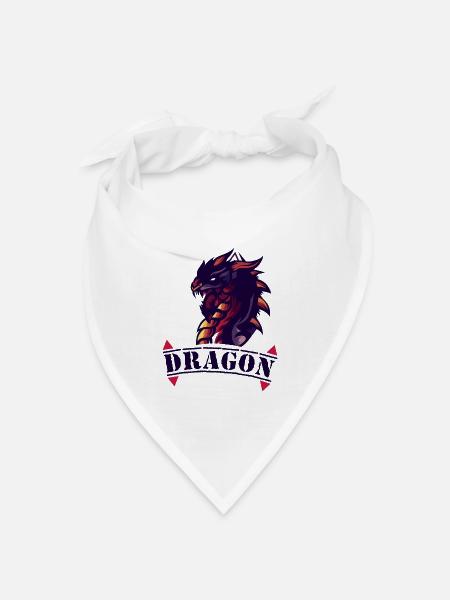 Drachen-Logo mit Feuerakzenten - Bandana Dreieckstuch - Weiß