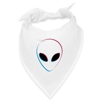 3D Effekt Alien - Bandana Dreieckstuch - Weiß - Vorne