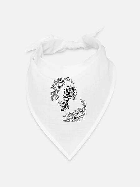 Rose, Blumen - Bandana Dreieckstuch - Weiß
