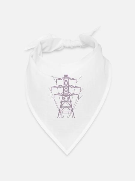 Weiße Strommast-Silhouette - Bandana Dreieckstuch - Weiß