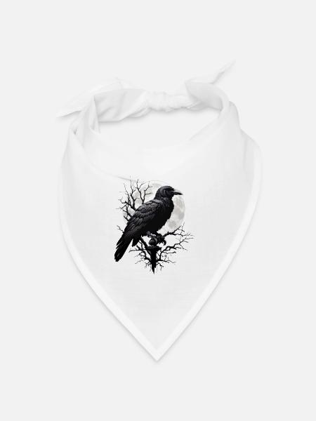 Schwarzer Rabe - Bandana Dreieckstuch - Weiß