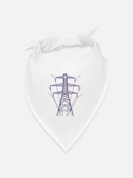 Weiße Strommast-Silhouette - Bandana Dreieckstuch - Weiß
