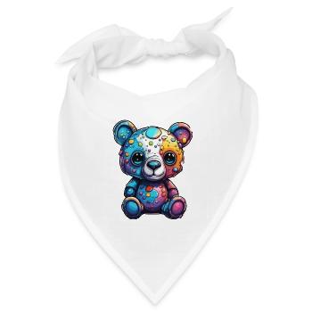 Teddybär / Kuscheltier / Stofftier / Geschenkidee - Bandana Dreieckstuch - Weiß - Vorne