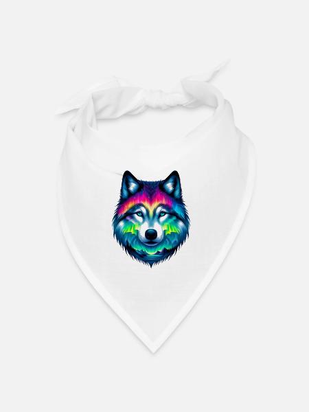 Wolf - Bandana Dreieckstuch - Weiß