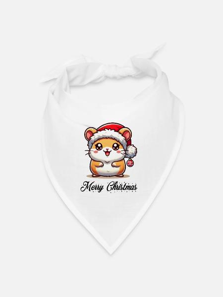 Hamster Weihnachten Merry Christmas - Bandana Dreieckstuch - Weiß