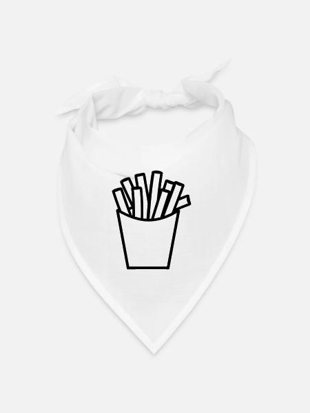 Pommes frites - Bandana Dreieckstuch - Weiß