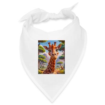 Super süße afrikanische Tiere – Giraffe - Bandana Dreieckstuch - Weiß - Vorne