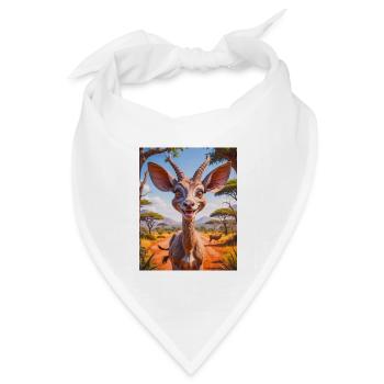 super süße afrikanische Tiere – Kudu - Bandana Dreieckstuch - Weiß - Vorne