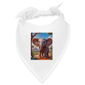 Super süße afrikanische Tiere – Elefant - Bandana Dreieckstuch - Weiß - Vorne