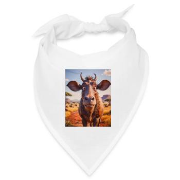 Super süße afrikanische Tiere – Gnus - Bandana Dreieckstuch - Weiß - Vorne