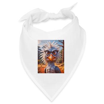 super süße afrikanische Tiere – Secretary Bird - Bandana Dreieckstuch - Weiß - Vorne