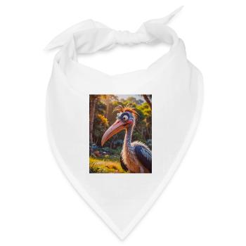 super süße afrikanische Tiere – Marabou Storch - Bandana Dreieckstuch - Weiß - Vorne