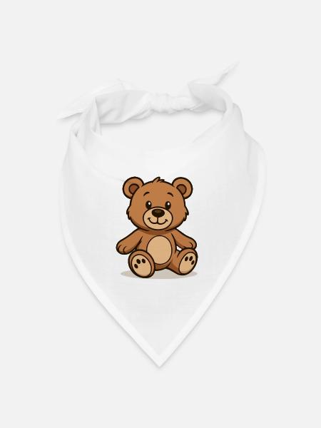 Teddybär Comic - Bandana Dreieckstuch - Weiß