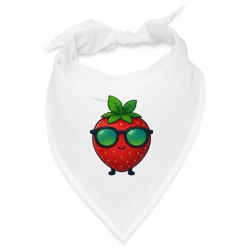 Coole minimalistische Erdbeere fruchtig Sommer - Bandana Dreieckstuch - Weiß - Vorne
