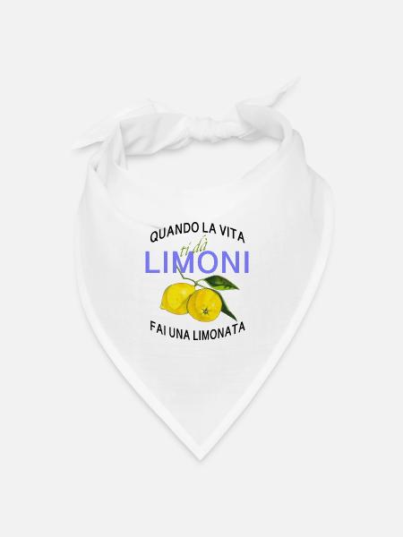 Limone Lebenslust Spruch - Bandana Dreieckstuch - Weiß