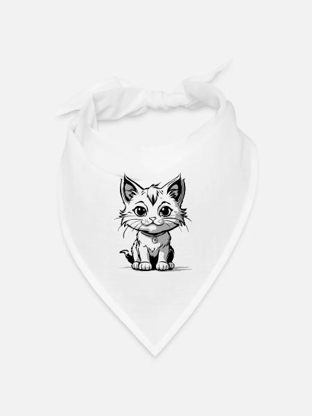 Cute Kitty – Süßes Kätzchen - Bandana Dreieckstuch - Weiß