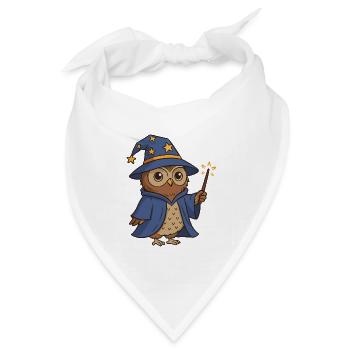 Magische Eule Zauberer Illustration - Bandana Dreieckstuch - Weiß - Vorne