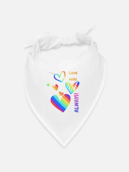 Pride / CSD / LGBTQ+ Design "love always wins" - Bandana Dreieckstuch - Weiß