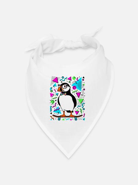 Cooler Skater Papageientaucher Retro - Bandana Dreieckstuch - Weiß