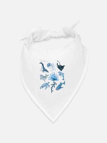 Ocean animals - Bandana Dreieckstuch - Weiß