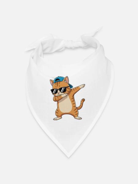 Cool Dabbing Cat Sonnenbrillen-Cartoon-Kunst - Bandana Dreieckstuch - Weiß
