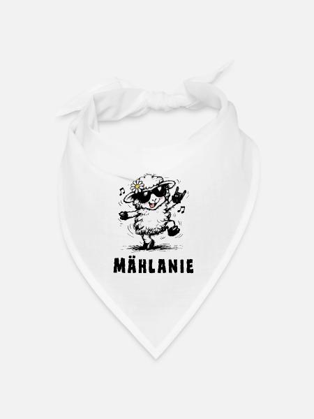 Mählanie – Lustiges Schaf Wortspiel Design - Bandana Dreieckstuch - Weiß